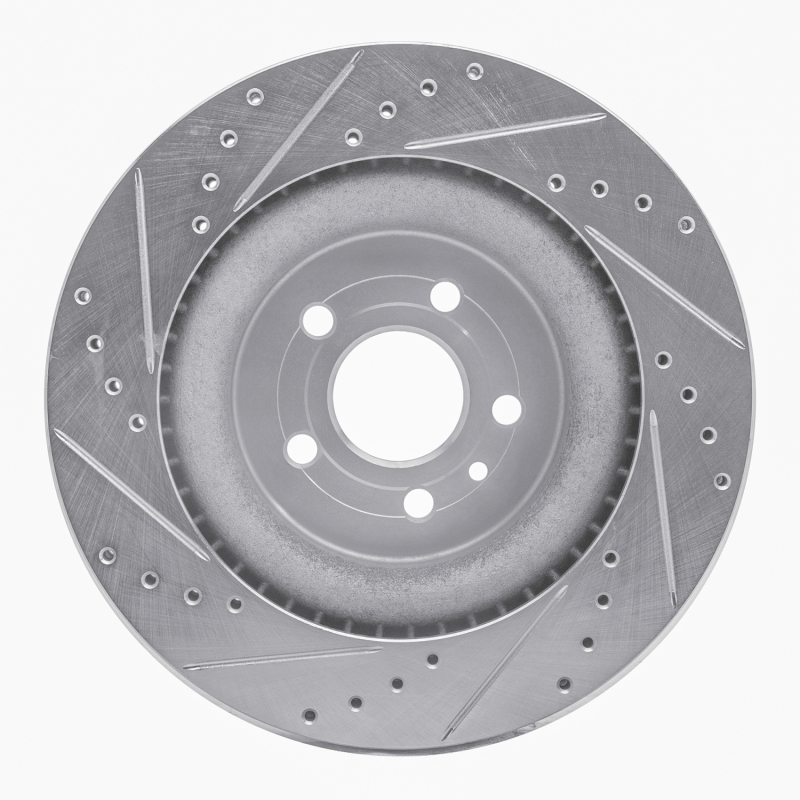 Ford Explorer Brake Rotor (1) - Front Right - R1 Concepts - Drilled & Slotted - Silver - `13-`19
